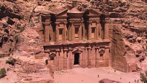 Slow Zoom Out of the Monastery (El Deir) at Petra, Jordan Stock-Footage 84293256