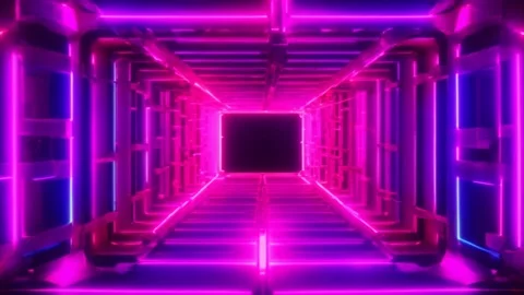 Slow zooming out effect. Abstract composition of neon walls forming a black.. Stock Footage 273954652