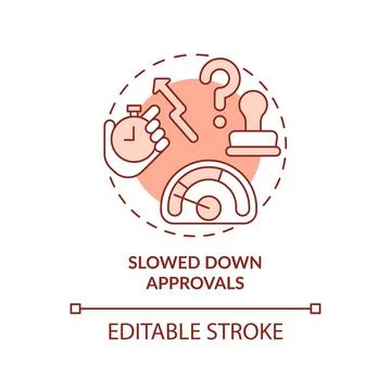 Slowed down approvals red concept icon Stock Illustration