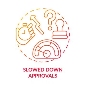 Slowed down approvals red gradient concept icon 스톡 일러스트