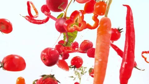 Slower fall of red-colored bricks Stock Photos