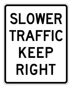 Slower traffic keep right sign, R4-3, US road sign Stock Illustration