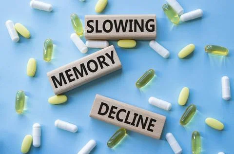 Slowing Memory Decline symbol. Concept words Slowing Memory Decline on wood.. Stock Photos