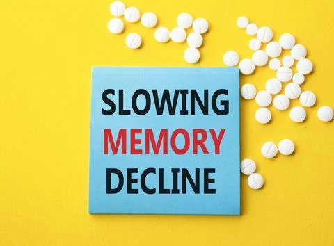 Slowing Memory Decline symbol. Concept words Slowing Memory Decline on blue.. 写真素材