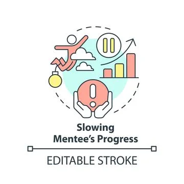 Slowing mentee progress concept icon Stock Illustration