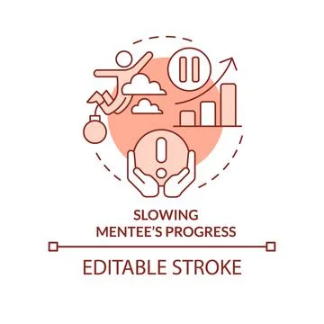 Slowing mentee progress terracotta concept icon Stock Illustration