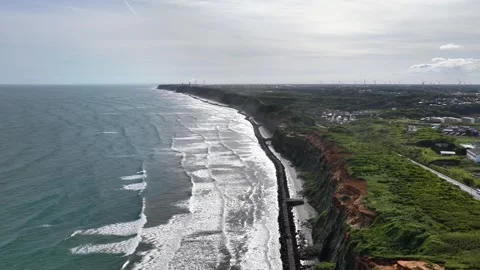 Slowly Advancing Along Byobugaura Cliffs on Choshi Coast, Japan Stock Footage 342263401
