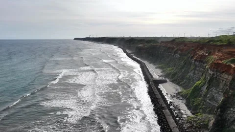 Slowly Advancing Along Byobugaura Cliffs in Choshi, Japan Stock Footage 342263458