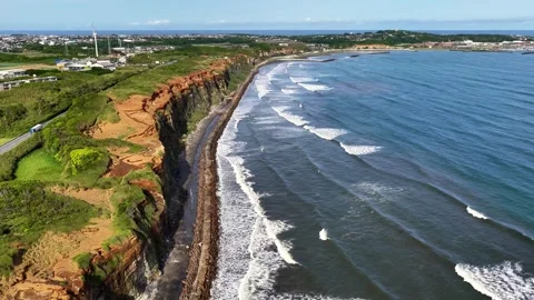 Slowly Advancing Along Byobugaura Cliffs on Choshi’s Pacific Coast Stock Footage 342263551