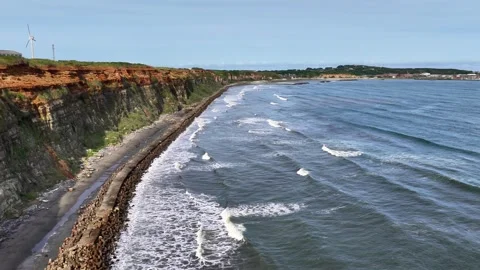 Slowly Advancing Along Byobugaura Cliffs and Surf in Choshi Stock Footage 342263641