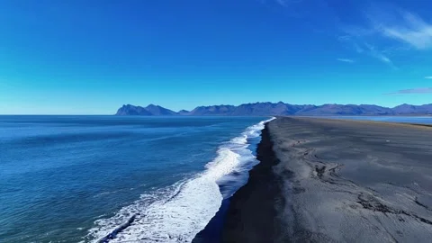 Slowly Advancing Along Hvalnes Beach in Iceland Stock Footage 342268620