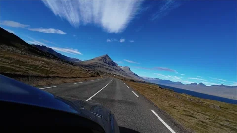 Slowly Advancing Along an Icelandic Mountain Road Stock Footage 342268369
