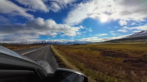 Slowly Advancing Along an Open Road in Iceland Stock Footage 342270505