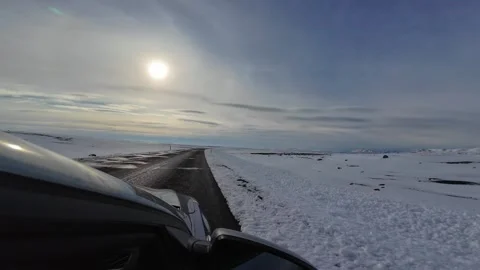 Slowly Advancing Along a Snowy Road in Iceland Video stock 342270001