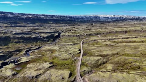 Slowly Advancing Along a Winding Road in Iceland Stock Footage 342269050