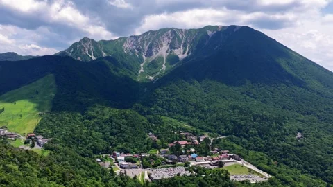 Slowly Advancing Drone View of Mount Daisen in Tottori, Japan Stock Footage 342256426