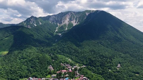 Slowly Advancing Drone View of Mount Daisen, Tottori, Japan Stock Footage 342256467