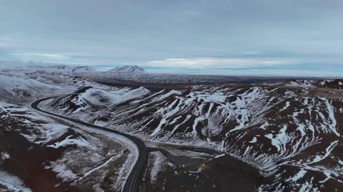 Slowly Advancing Over a Snowy Winding Road in Iceland Video stock 342269463