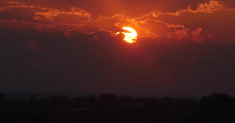 Slowly and Beautiful Sunrise - Farm, Countryside, sun rising time lapse Stock Footage