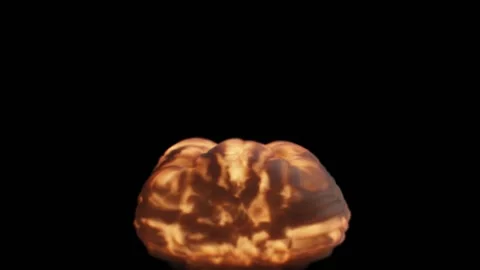 Slowly and smoothly, a cloud of fiery smoke grows and stretches towards the Stock Footage 170366179