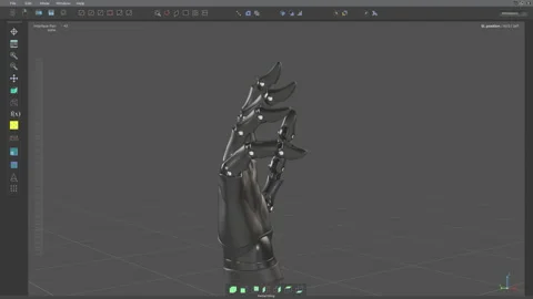 Slowly assembling the technical robotic arm inside the computer program Stock Footage 234417503