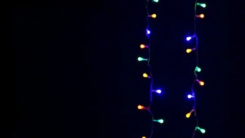 Slowly Blinking Christmas  two Lights  on dark Background Stock Footage 86114035