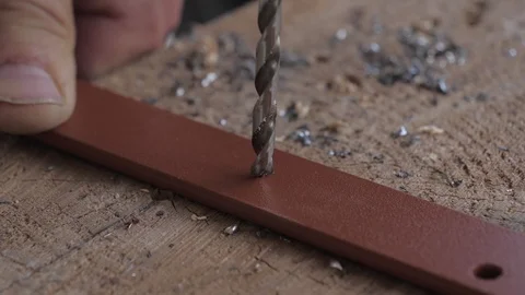 Slowly Drill Metal Closeup Stock Footage 116086612