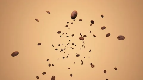 Slowly falling and rotating coffee beans. Stock Footage 205044505