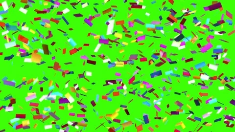 Slowly Falling Confetti on a Green Background Stock Footage 80897987