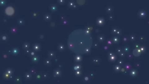 Slowly falling multicolored bokeh particles on blue background Stock Footage 253219013