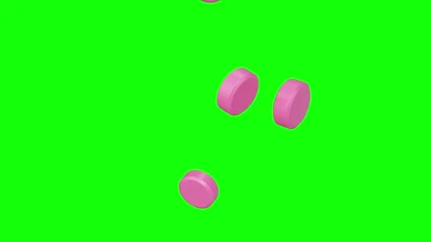Slowly falling pink round pills 3D seamless loop animated background Stock Footage 341143996