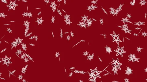 Slowly falling white snowflakes on a red background Stock Footage 254017902