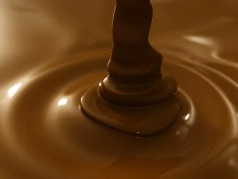 Slowly flowing chocolate drop with a focus effect Stock Illustration