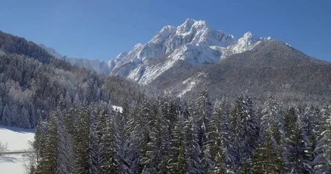Slowly Getting Closer To The Scary Mountain Covered In Snow Stock Footage 71030810