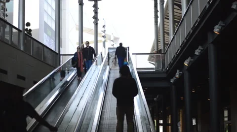 Slowly Going Up And Down The Escalator Stock Footage 49803482