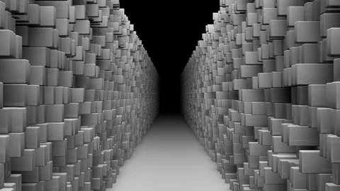 Slowly motion through a corridor with squares on the sides Stock Footage 84594800