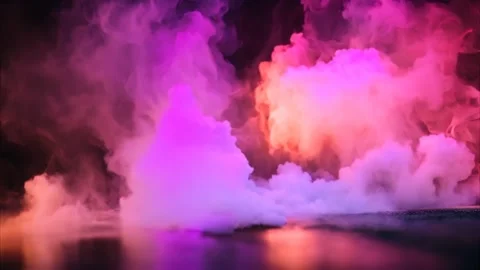 Slowly moving and emitting clouds of smoke from dry ice, illuminated with c.. Stock Footage 273954496