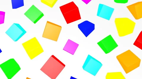 Slowly moving multi-colored cubes. abstract animation. 3d render Stock Footage 120613085