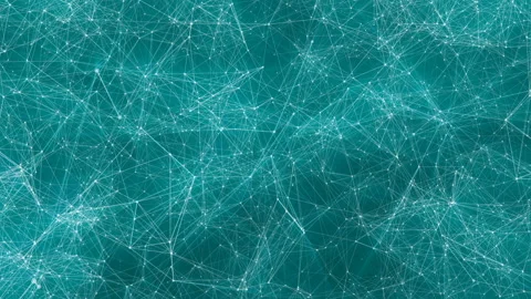 Slowly moving particles with turquoise rays of light. computer graphics Video stock 85817501