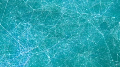 Slowly moving particles with turquoise rays of light. computer graphics Stock Footage 85817524