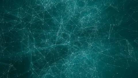 Slowly moving particles with turquoise rays of light. computer graphics Stock Footage 85817673