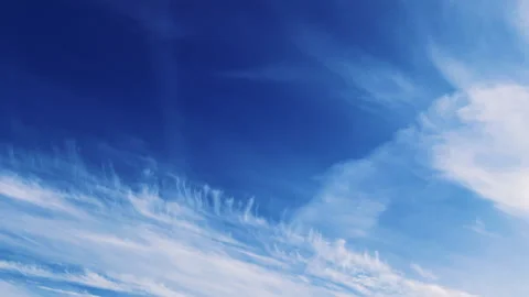 Slowly moving snow-white clouds in the blue sky Stock Footage 151267034