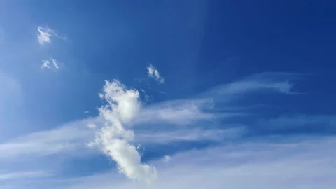 Slowly moving snow-white clouds in the blue sky Stock Footage 151282829