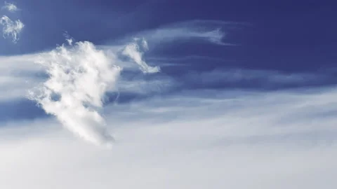 Slowly moving snow-white clouds in the blue sky Stock Footage 151284489