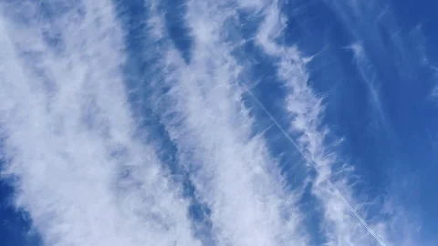 Slowly moving snow-white clouds in the blue sky Stock Footage 151289706