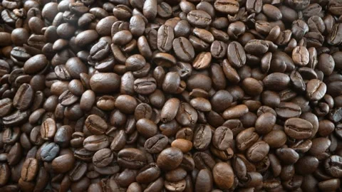 Slowly Rotated Roasted Coffee Beans Background Vídeo Stock 252686254