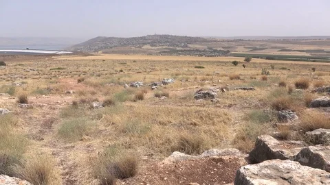 Slowly Rotating Around Top of Mount Arbel in Israel Stock Footage 78247764