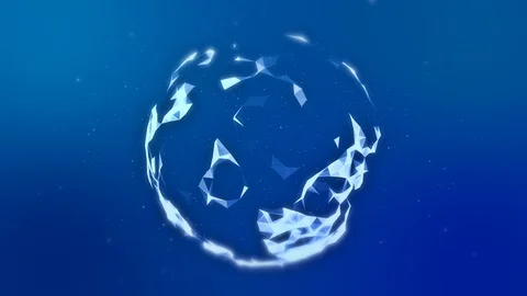 Slowly rotating ball made of plexus particles on a blue background with parti Stock-Footage 124308275