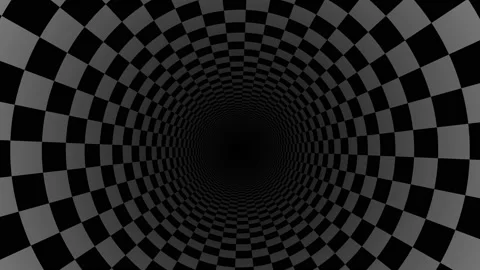 Slowly Rotating Endless Tunnel of Checked Surface Video stock 153941280