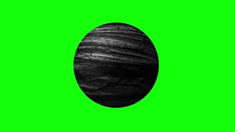 Slowly Rotating Layered Black Stone Textured Sphere on Green Screen Stock Footage 340151325